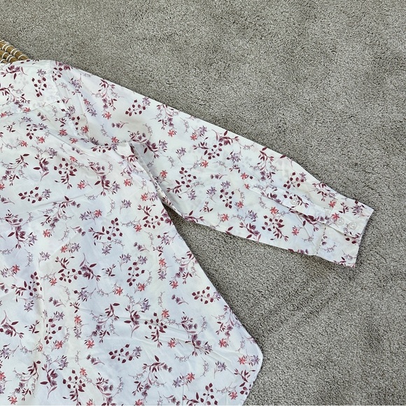 Garnet Hill Essential Organic-Cotton Button Down Shirt Longsleeve Floral Size 12 - Picture 6 of 11